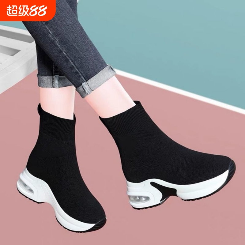 网布内增高女靴秋冬|千人加购