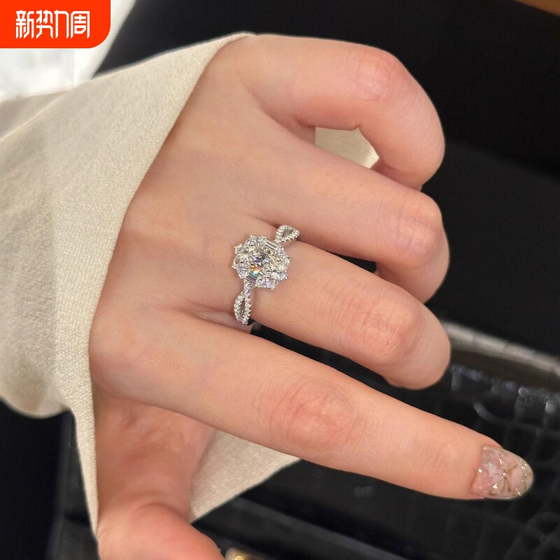 「旋转芭蕾」爆闪鸽子蛋钻戒ins气质高级戒指指环送女友求婚礼物