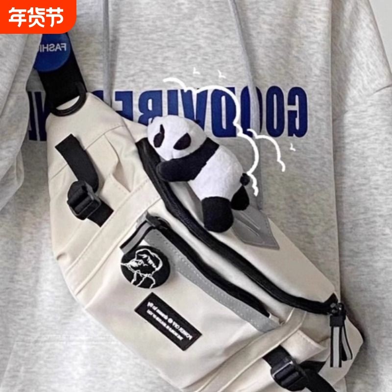 斜挎包腰包男日系工装风运动新款休闲百搭学生骑行单肩胸包潮背包