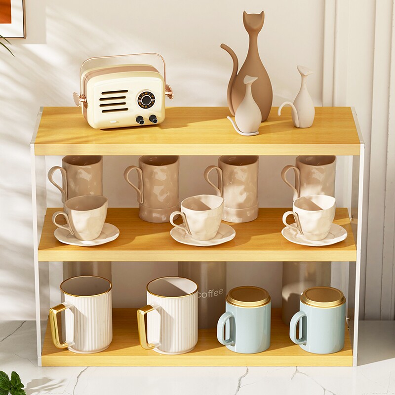 桌面水杯架亚克力杯架杯子多层透明收纳架折叠增高层板木板双层