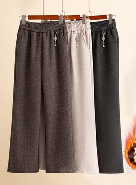 奶奶裤子冬季加绒加厚松紧腰老年妈妈老太太棉裤宽松保暖女裤黑色