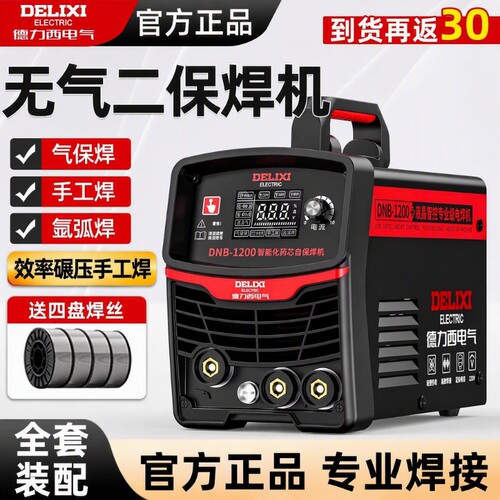 德力西无气二保焊机电焊机220v家用不锈钢氩弧焊机小型两用一体机