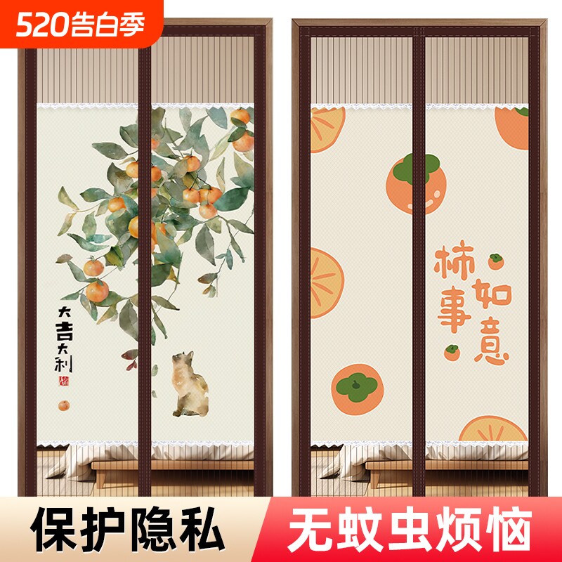 2025新款夏季隐私防蚊门帘磁性免打孔家用卧室纱门纱窗帘隔断门帘