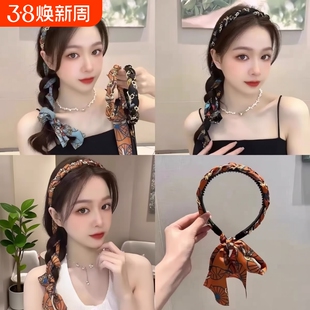 复古链条编发发箍一体式带飘带头箍高级感发带女绑发压发发卡头饰