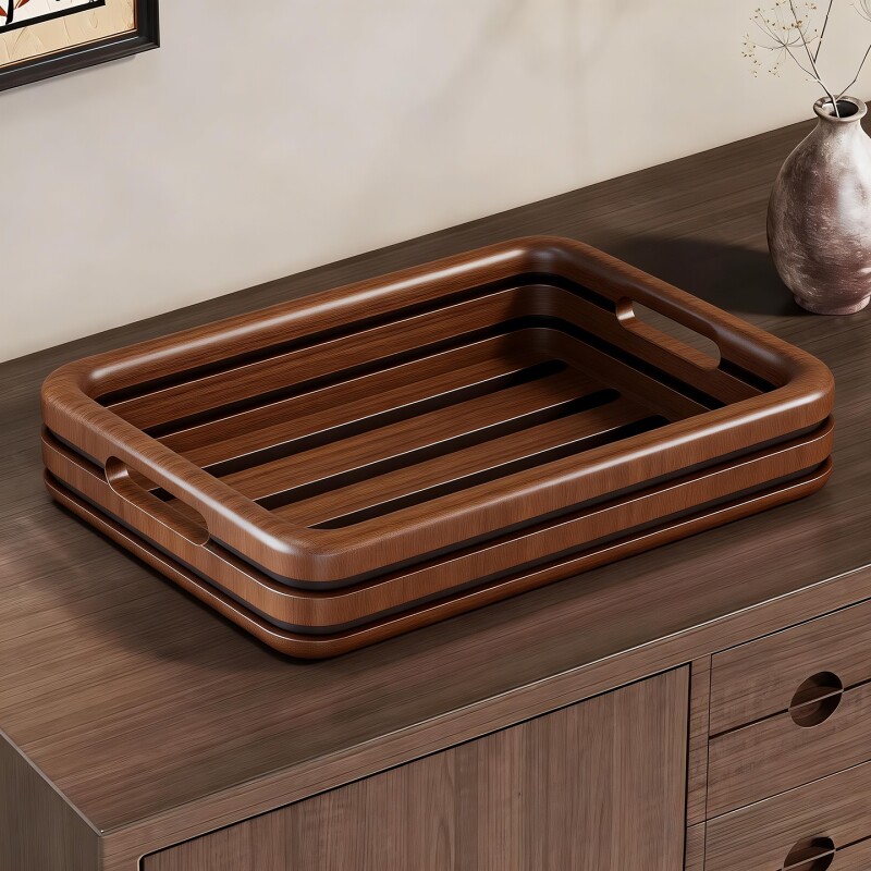 实木玄关钥匙收纳中古风摆件客厅门口鞋柜置物架入户挂钩首饰托盘