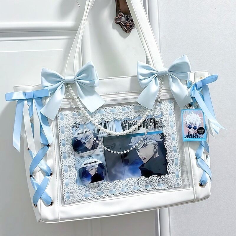 原创痛包单肩二次元丝带痛大容量大食量托特包吧唧谷子包高颜值