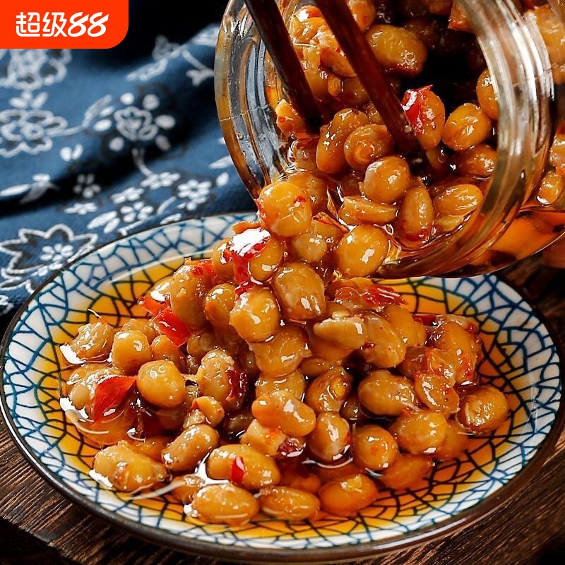 发酵香辣腊八豆瓶装农家拌饭酱豆鼓黄豆酱下饭菜野山椒腊肉生姜