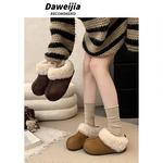 毛绒雪地靴女2025新款加绒保暖包头半拖棉拖毛毛鞋厚底勃肯鞋平底