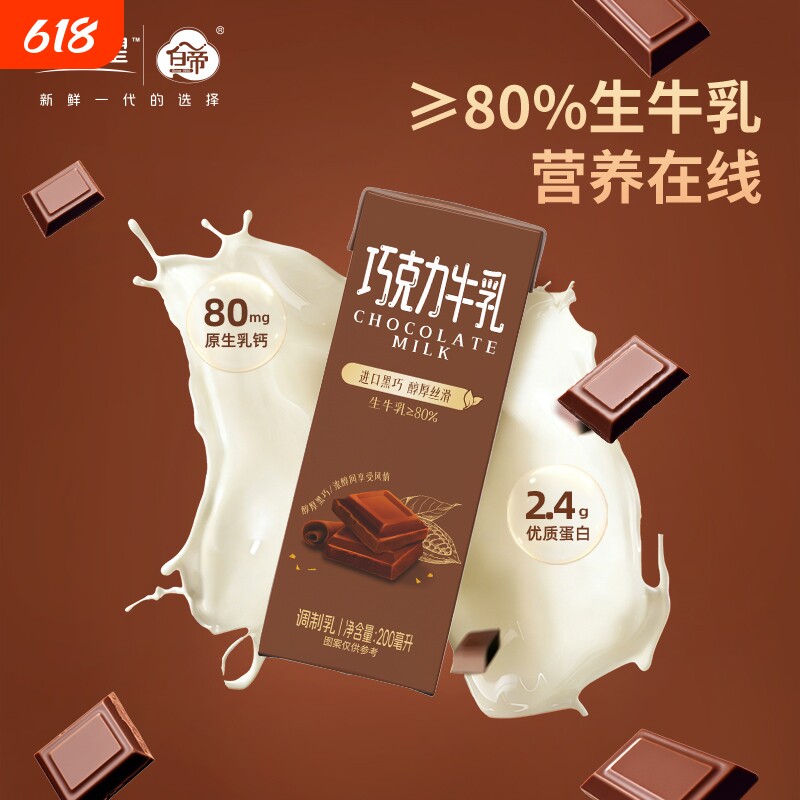 新希望巧克力牛奶200ml12盒调制乳含生牛乳香蕉芋泥草莓蜜瓜3月产