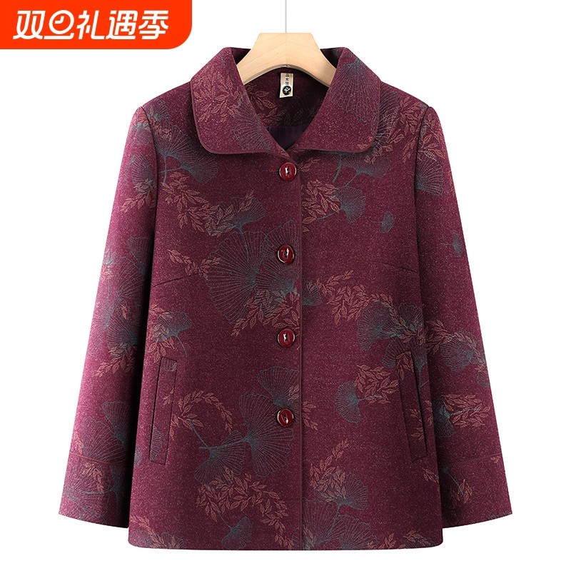 奶奶冬装外套女中老年人秋冬款妈妈上衣加绒加厚款老人老太太衣服