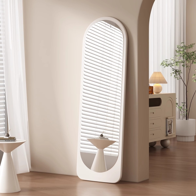 奶油风全身镜家用落地镜网红异形镜壁挂穿衣镜女生卧室大镜子挂墙