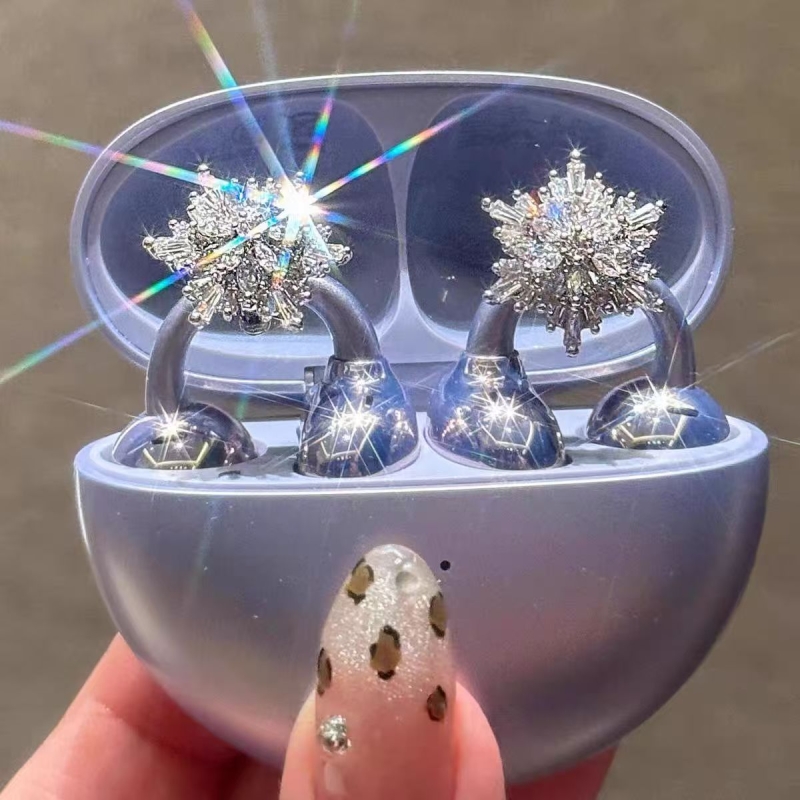 爆闪雪花耳机钻扣适用freeclip耳夹扣小众设计高级感耳饰配饰蝴蝶