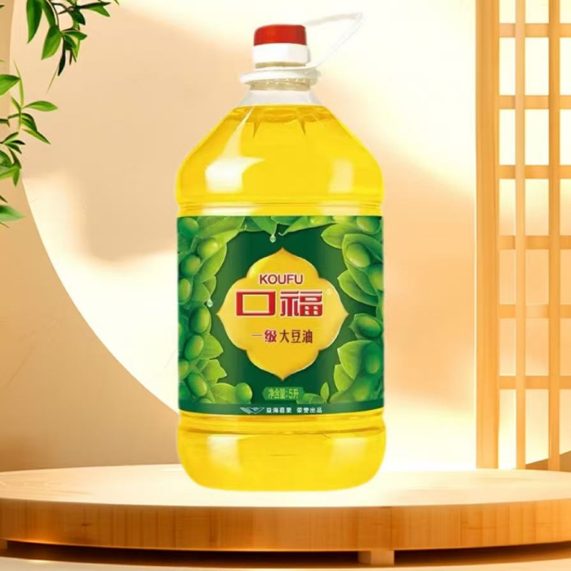 口福一级大豆油炒菜家用厨房转基因煎炒烹炸5L/桶大豆油整箱食用