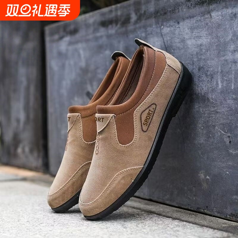 豆豆鞋男一脚蹬懒人鞋秋季新款中老年休闲鞋爸爸鞋防滑软底轻便鞋