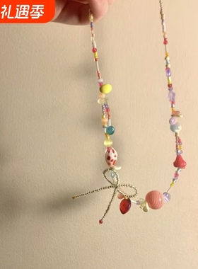 nah夏日草莓泡泡彩色串珠项链