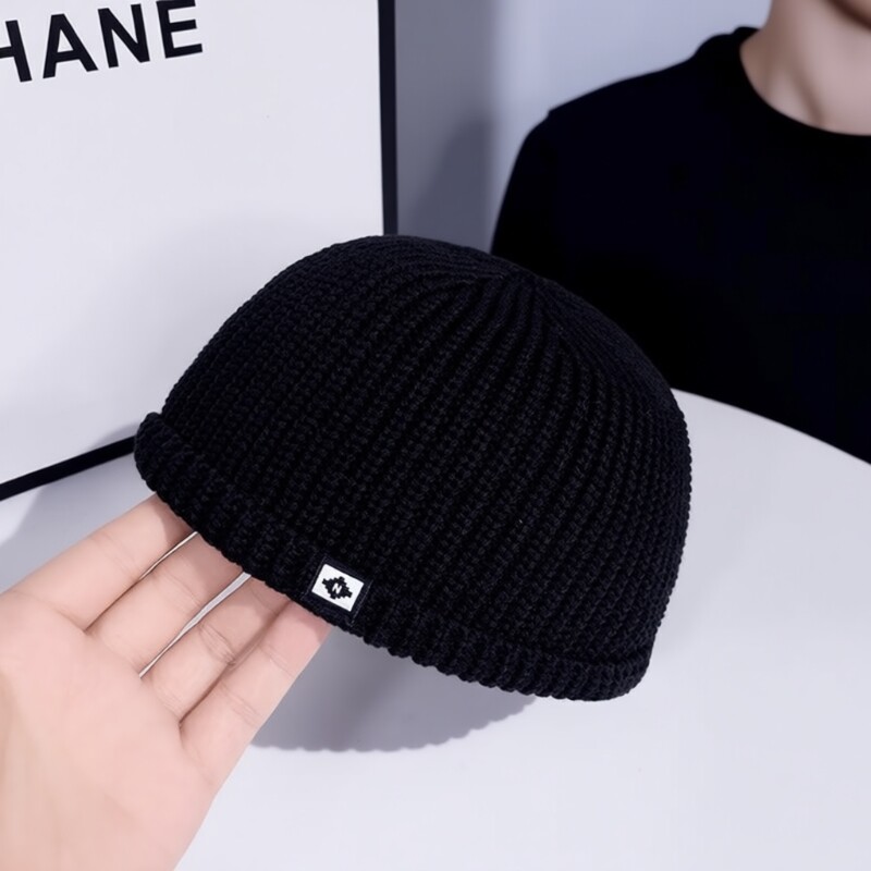 薄款无檐针织帽子男士女春秋雅痞包头西瓜帽寸头瓜皮帽冷帽毛线帽