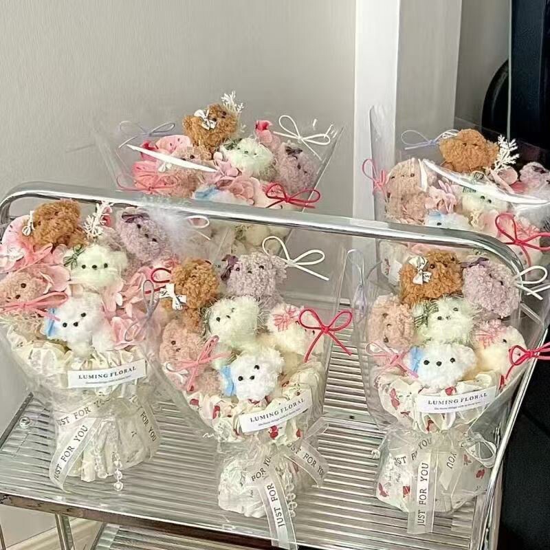 扭扭棒小狗花束手工diy材料包生日女生女朋友闺蜜七夕情人节礼物