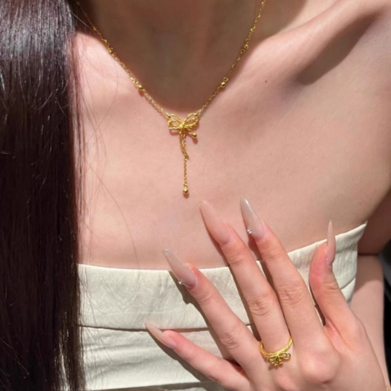 超闪18k金轻奢精致显气质小铃欢项链女温婉优雅锁骨链镀金珠宝