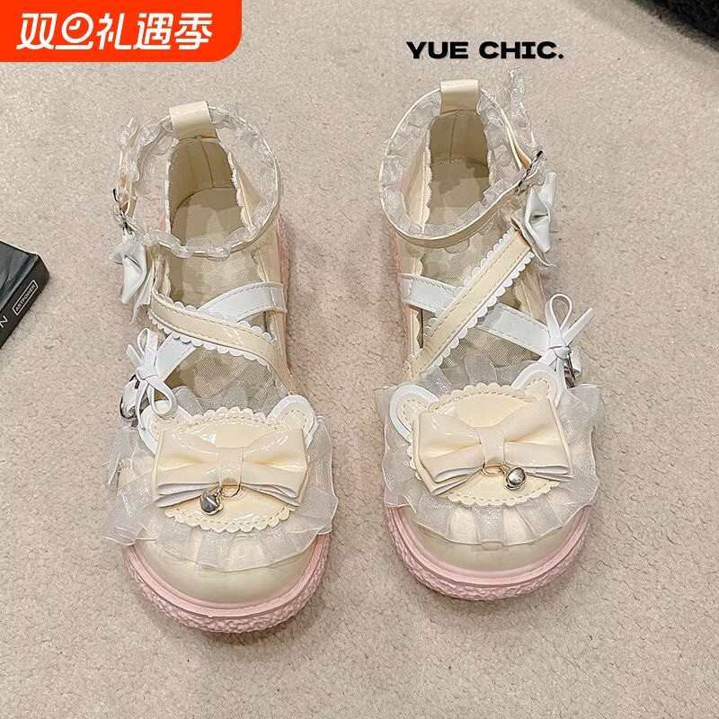 洛丽塔2.0奶油底波特比学院原创lolita女鞋日系大头鞋中跟圆