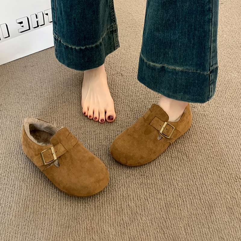 勃肯鞋女秋冬2025新款爆款一脚蹬豆豆鞋冬季女鞋加绒全包博肯鞋子