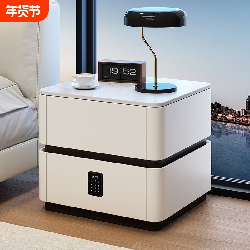 意式极简实木床头柜轻奢高级感现代简约密码锁家用卧室小型床边柜,住宅家具,床头柜,淘宝优惠券,粉丝福利购,淘宝优惠卷