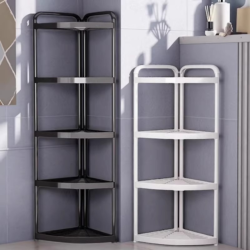 卫生间置物架落地式浴室三角架家用厕所马桶转角储物架夹缝收纳架