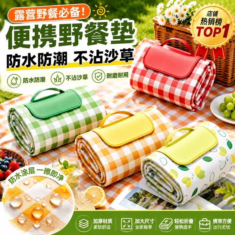 户外野餐垫防潮加厚春游露营防水音乐节便携垫子草坪野炊坐垫帐篷