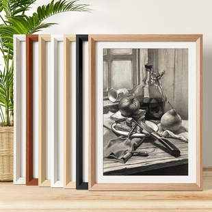 素描相框画框挂墙A4海报8K4开a3大尺寸拼图收纳框架卡纸玻璃边框