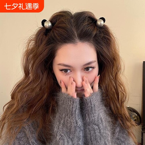 珍珠半扎发发夹头饰刘海小抓夹女2025新款高级感鲨鱼夹公主头卷发