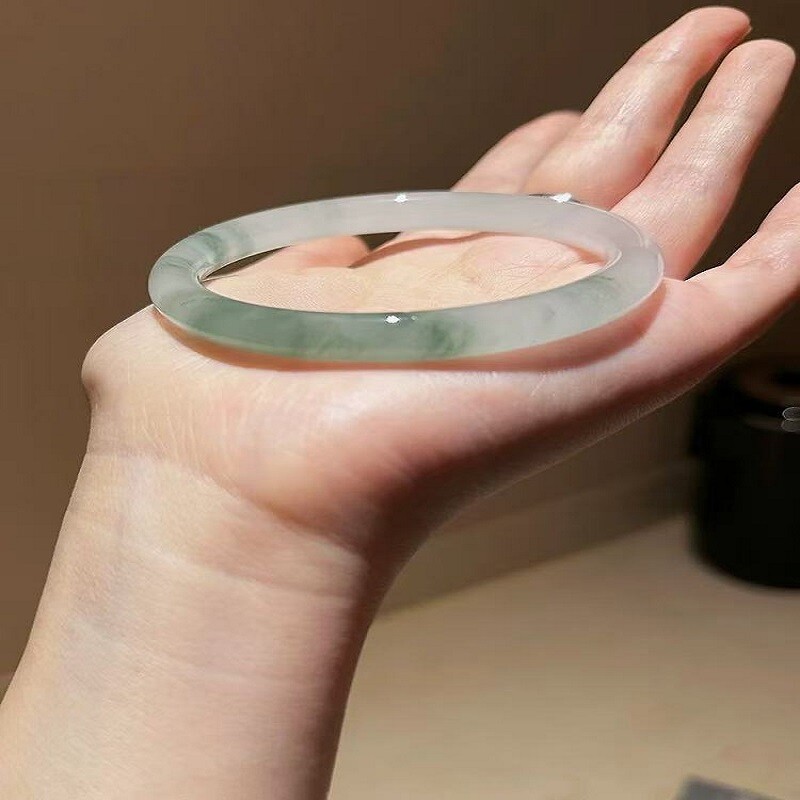 爆款仿新疆玉镯手串手链圆条飘花晕染翠冰透款手镯紫罗兰平替镯