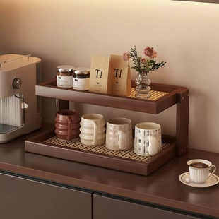 桌面杯架置物架餐桌杯子收纳架多层茶杯咖啡水杯收纳玄关架子沥水