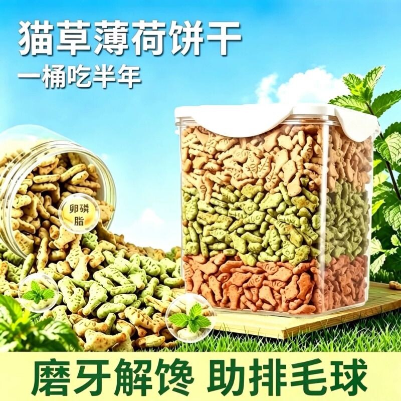 猫薄荷猫草饼干猫咪化毛零食粒磨牙排毛棒营养增肥幼猫鸡肉三文鱼