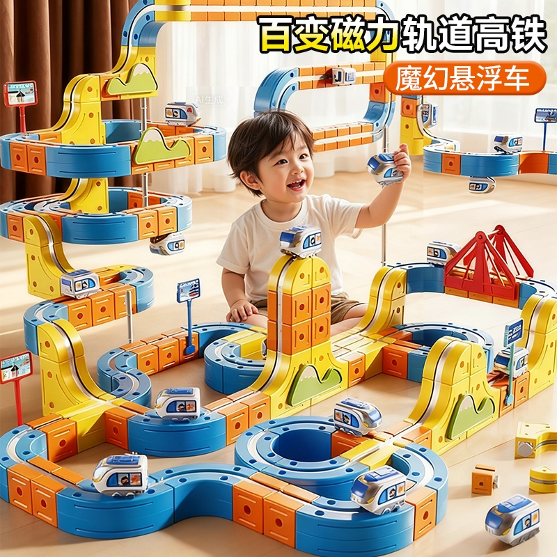 魔幻百变磁力积木轨道车拼装玩具