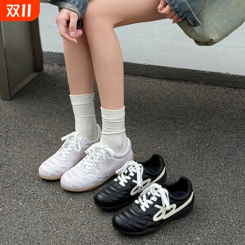 白敬亭同款黑色德训鞋女鞋子夏季软底休闲鞋潮小众运动赛车鞋平底