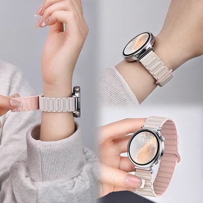 张婧仪同款适用华为watch gt5手表表带专用gt4新款磁吸硅胶watch4腕带gt3女士高级gt2夏天撞色5Pro男女款荣耀