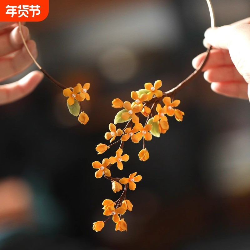 项链女款2025新款小众高级感锁骨链复古桂花项圈国风旗袍配饰璎珞