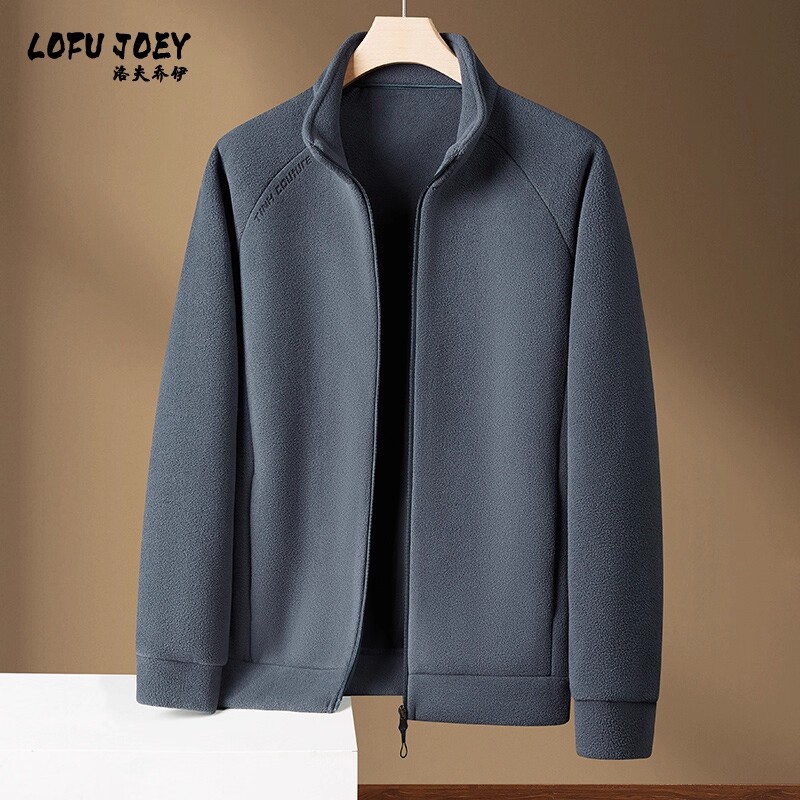 男士摇粒绒卫衣2025新款秋冬季休闲运动加厚保暖大码夹克开衫外套