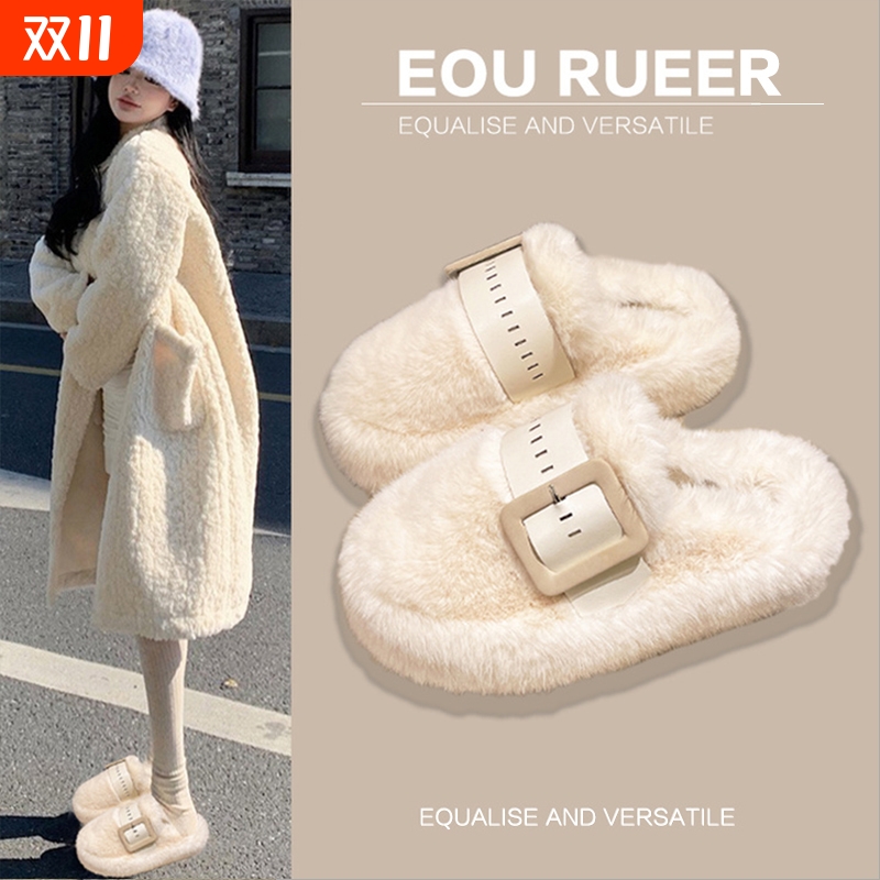 内增高勃肯棉拖鞋女2025年新款秋冬加绒保暖一脚蹬厚底包头半拖鞋