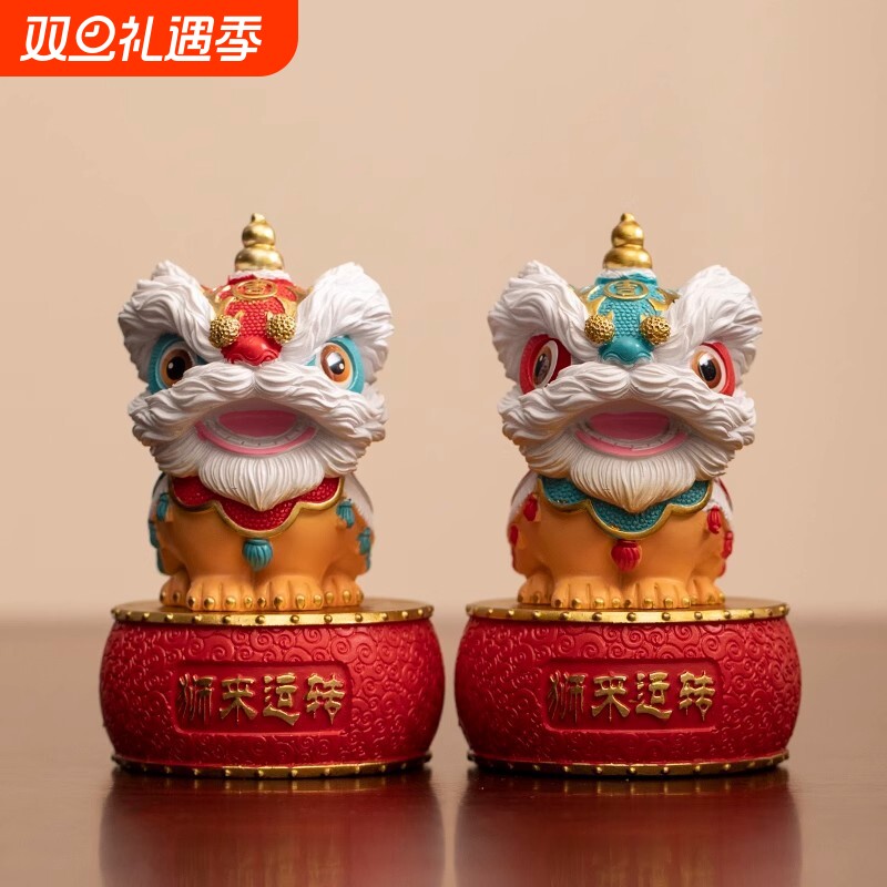 桌面舞狮醒狮创意摆件高级感小众国潮佛山装饰工艺品生日礼物底座