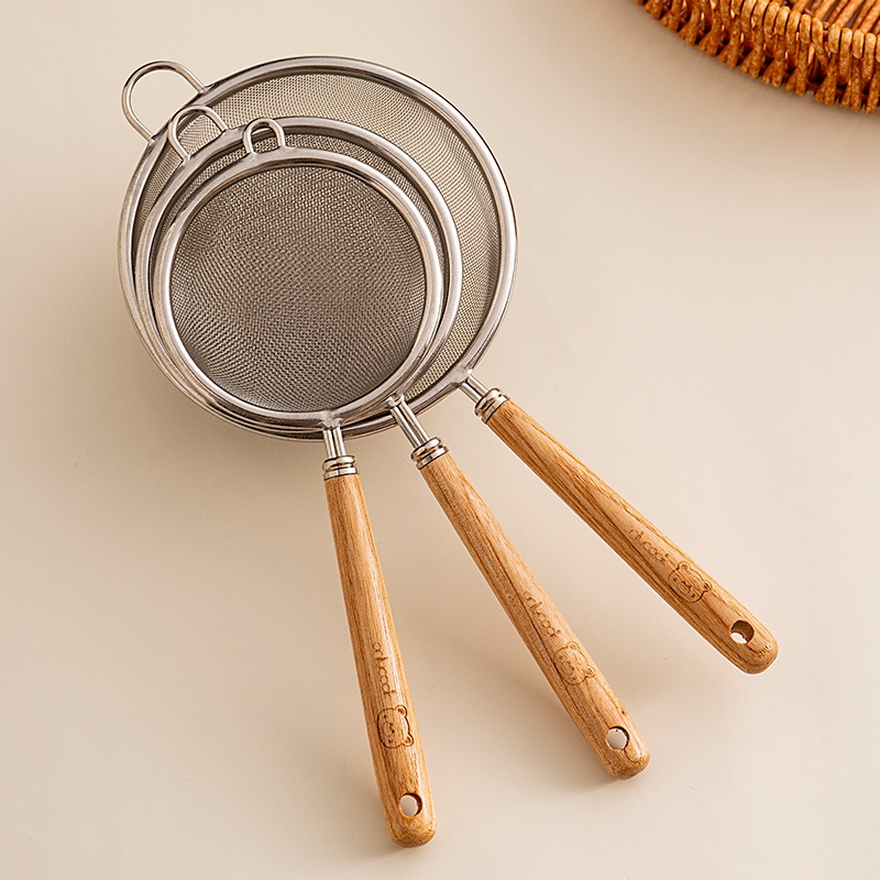 304不锈钢木柄漏勺厨房过滤网