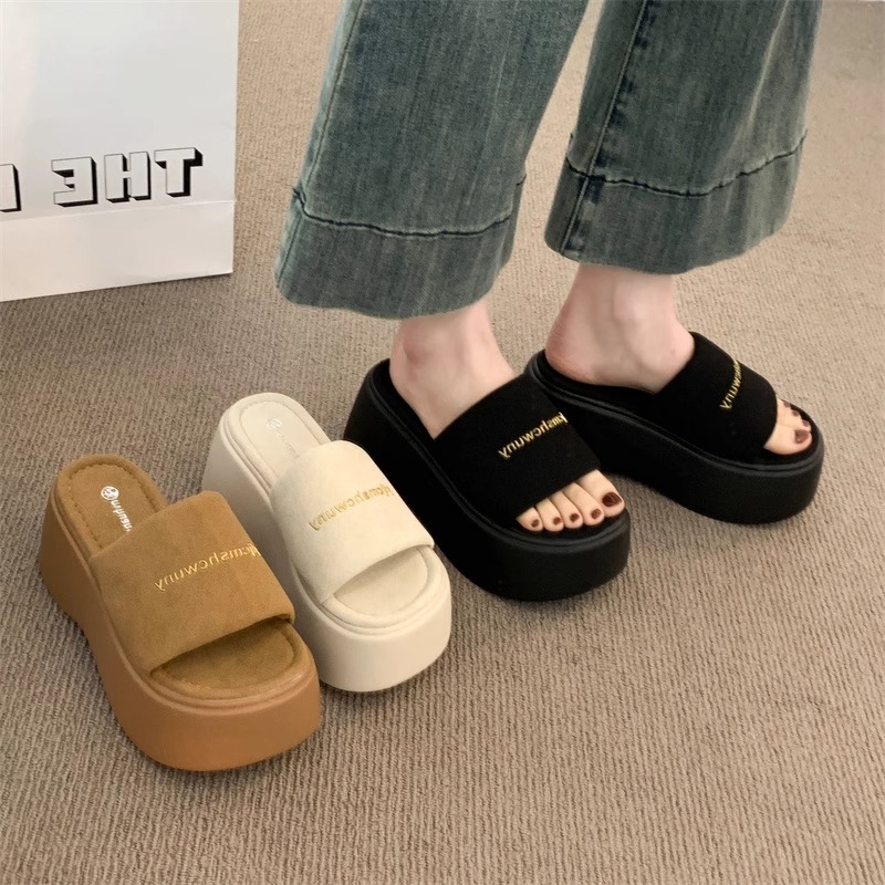 松糕底一字拖女夏季|千人加购