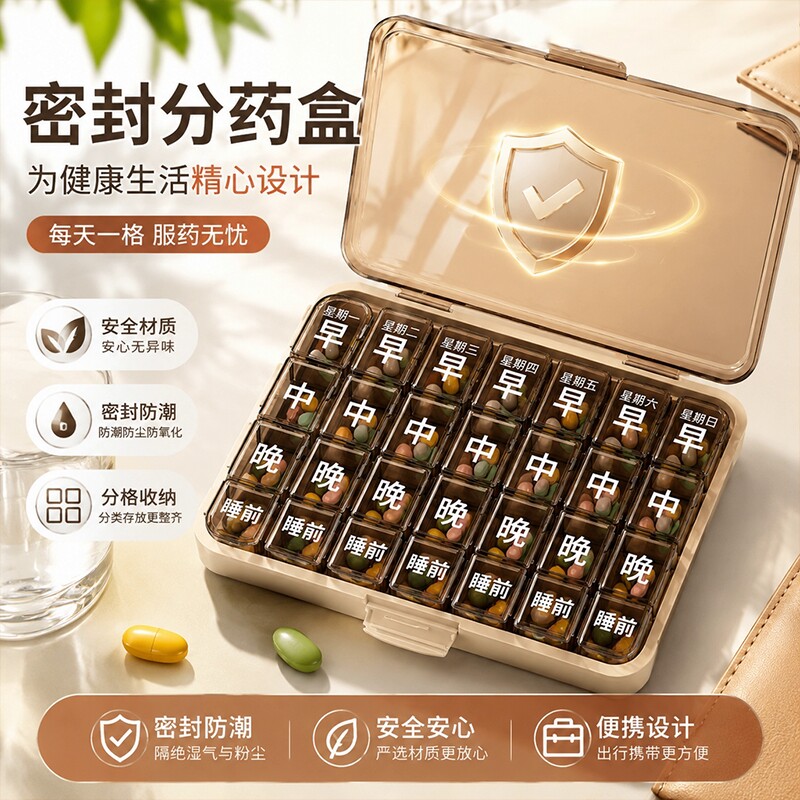 药盒一周七天分药器吃药提醒药品随身便携分装小盒子一日三餐早晚图片