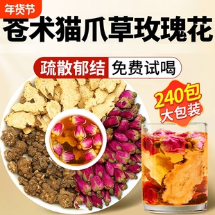苍术猫爪草玫瑰花中药材组合茶包正品官方旗舰店泡水喝的功效养生