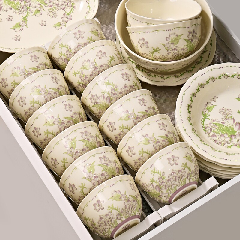 碗家用2026新款陶瓷碗盘套装家用漂亮的餐具碗碟碗具釉下彩吃饭碗