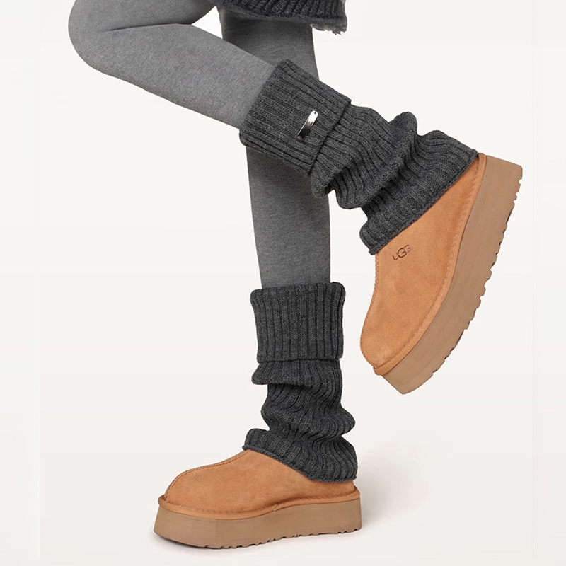 灰色腿套女针织纯色加厚保暖jk