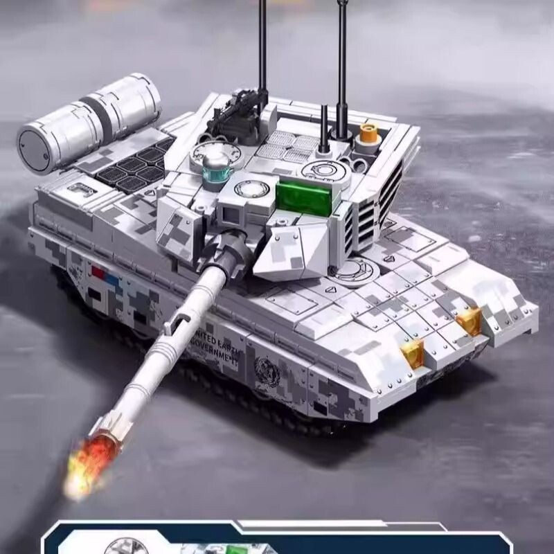 军事VT-4主战坦克战车组装模型男小颗粒拼装积木兼容乐高玩具礼物