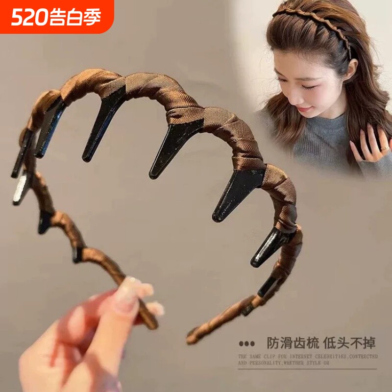 高颅顶大波浪发箍女款2026新款洗脸专用头箍带齿防滑压发发卡头饰