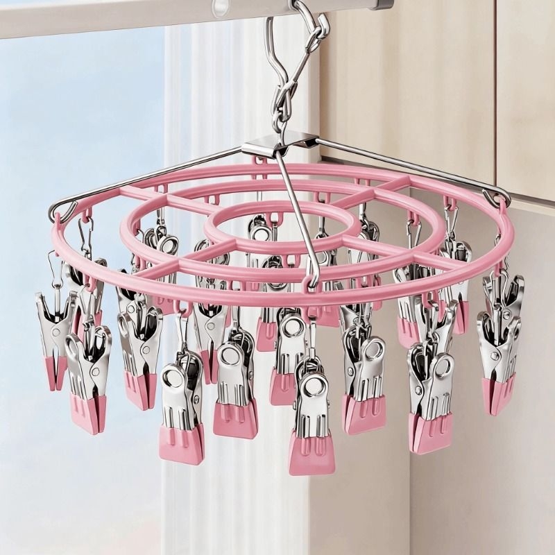 不锈钢袜子晾晒架多夹子家用婴儿内衣衣架多功能收纳神器阳台防风