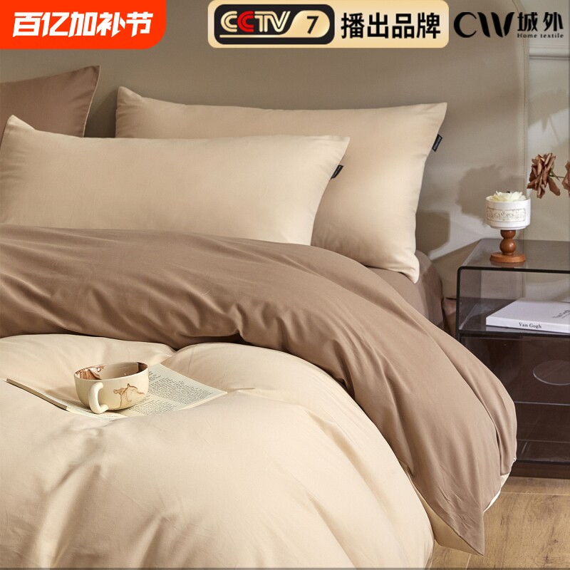 轻奢磨毛床上四件套纯棉全棉2024新款秋冬加厚被套床单床品高级感
