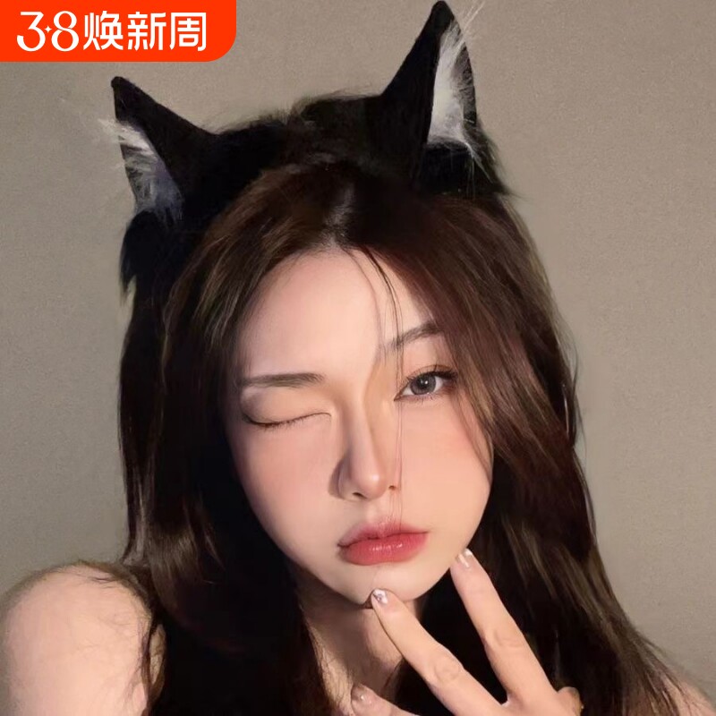 原创手作猫娘猫耳发箍 cos仿真立体兽耳KC可爱毛绒耳朵loli